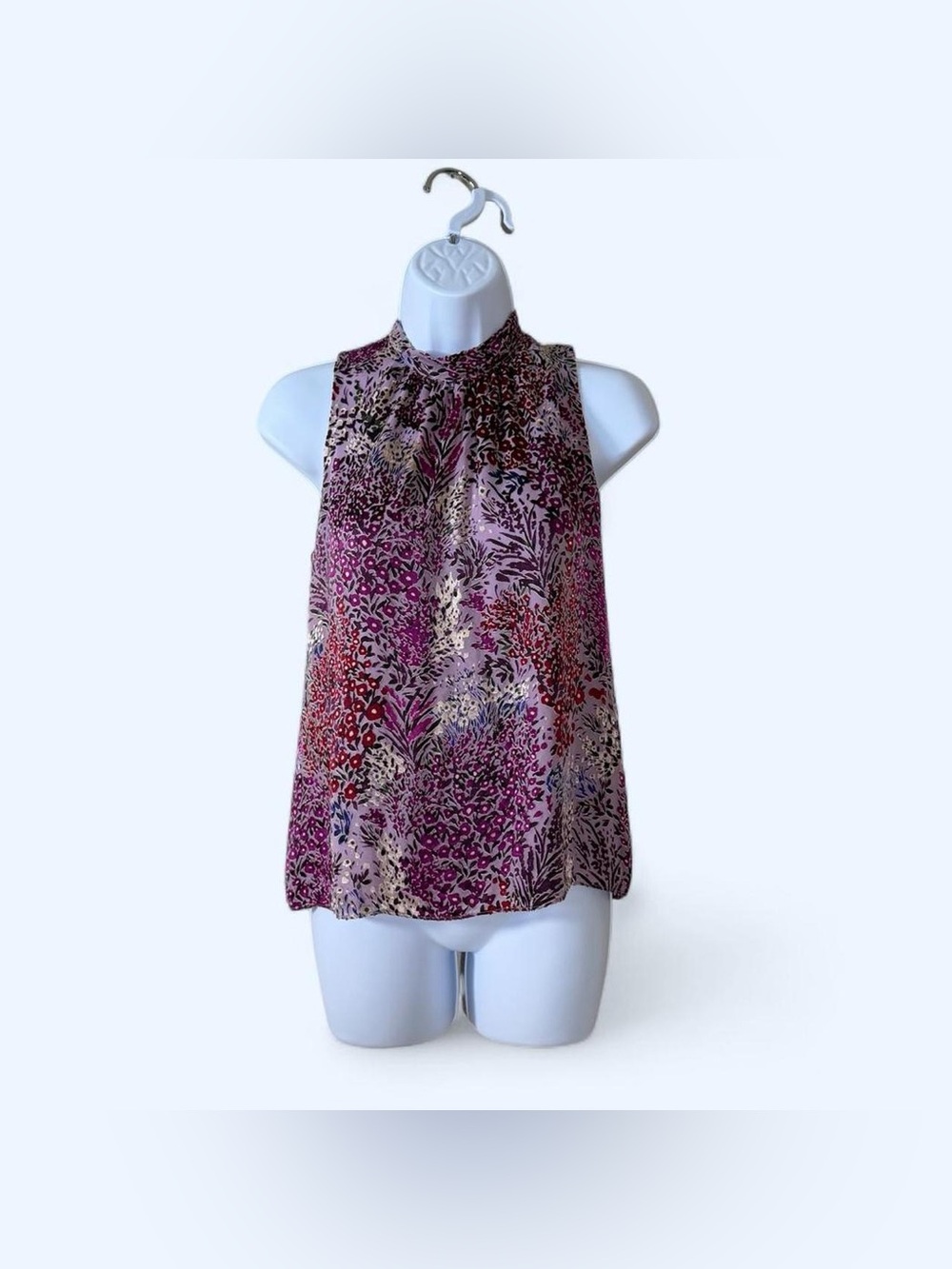 White House Black Market - Sleeveless Mock Neck Floral Print Blouse